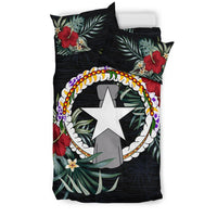 Northern Mariana Islands Duvet Cover Set - Northern Mariana Islands Flag Hibiscus - Polynesian Pride