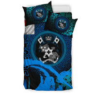 Tonga Duvet Cover Set - Hibiscus And Wave Light Blue - Polynesian Pride