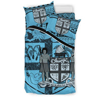 Fiji Duvet Cover Set - Fiji Flag & Coat Of Arms Blue - Polynesian Pride