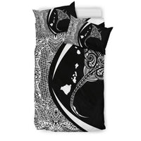 Hawaiian Map Manta Ray Polynesian Bedding Set - White - Circle Style - Polynesian Pride