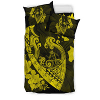 Hawaiian Fish Hook Hibiscus Banzai Surfing Polynesian Bedding Set Yellow - Polynesian Pride