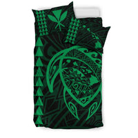 Hawaiian Map Kakau Turtle Kanaka Polynesian Bedding Set - Green - Polynesian Pride