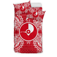 Polynesian Bedding Set - Yap Duvet Cover Set Map Red White - Polynesian Pride