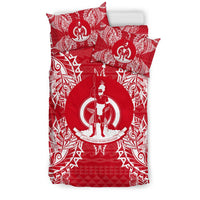 Polynesian Bedding Set - Vanuatu Duvet Cover Set Map Red White - Polynesian Pride