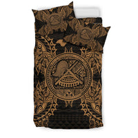 Polynesian Bedding Set - American Samoa Duvet Cover Set Map Gold - Polynesian Pride