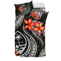 Polynesian Bedding Set - Guam Duvet Cover Set - Black Plumeria - Polynesian Pride