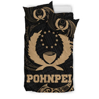 Polynesian Bedding Set - Pohnpei Micronesia Duvet Cover Set Gold Tribal Wave - Polynesian Pride