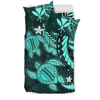 Hawaii Bedding Set - Hawaii Polynesian Turtle Hibiscus Bedding Set - Turquoise - Polynesian Pride