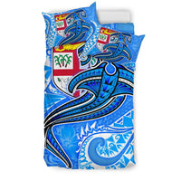 Fiji Bedding Set - Blue Shark Polynesian Tattoo - Polynesian Pride