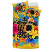 Marshall Island Polynesian Bedding Set - Turtle with Plumeria and Hibiscus - Polynesian Pride