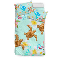 Hawaii Turtle Plumeria Mint Style - Bedding Set AH - Polynesian Pride