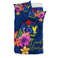Polynesian Bedding Set - Cook Islands Duvet Cover Set Floral With Seal Blue - Polynesian Pride