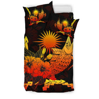 Marshall Islands Polynesian Bedding Set - Swordfish With Hibiscus - Polynesian Pride