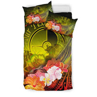 Custom Personalised Yap Bedding Set - Humpback Whale with Tropical Flowers (Yellow) - Polynesian Pride