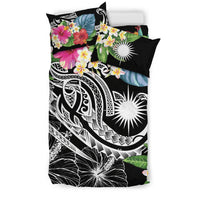 Marshall Islands Polynesian Bedding Set - Summer Plumeria (Black) - Polynesian Pride