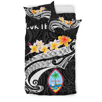 Guam Personalised Bedding Set - Guam Seal Polynesian Patterns Plumeria (Black) - Polynesian Pride