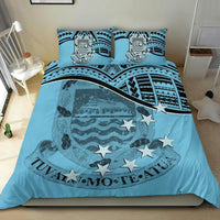 Tuvalu Duvet Cover Set - Coat Of Arms & Flag Blue - Polynesian Pride