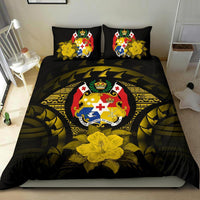 Tonga Duvet Cover Set - Tonga Coat Of Arms & Yellow Hibiscus - Polynesian Pride