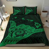 Hawaiian Map Shaka Green Polynesian Bedding Set - Polynesian Pride