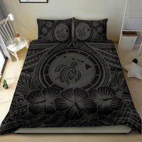 Hawaiian Map Honu Hibiscus Tropic Gray Polynesian Bedding Set - Polynesian Pride
