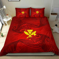 Hawaiian Map Kanaka Hammerhead Shark Polynesian Bedding Set Red - Polynesian Pride