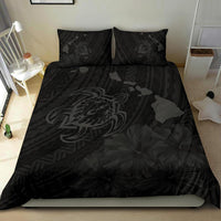 Hawaiian Map Sea Turtle Is Swimming Toward Polynesian Bedding Set Grey - Polynesian Pride