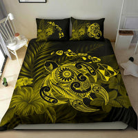 Hawaiian Map Turtle Tattoo Hibiscus Plumeria Polynesian Bedding Set - Yellow - Polynesian Pride