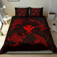 Polynesian Turtle Hammerhead Shark Ray Kanaka Hawaii Bedding Set Circle Red - Polynesian Pride
