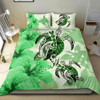 Polynesian Duvet Cover Set - Papua New Guinea Bedding Set Polynesia Turtle Hibiscus Green - Polynesian Pride