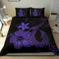 Hawaiian Fish Hook Hibiscus Plumeria Polynesian Bedding Set - Purple - Polynesian Pride