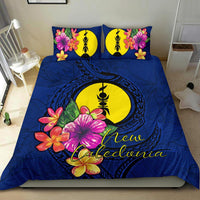 Polynesian Bedding Set - New Caledonia Duvet Cover Set Floral With Seal Blue - Polynesian Pride