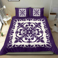 Hawaiian Bedding Set Royal Pattern - Purple And White - Polynesian Pride