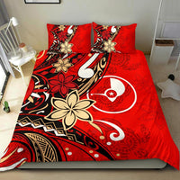 Yap Bedding Set - Tribal Flower With Special Turtles Red Color Red - Polynesian Pride