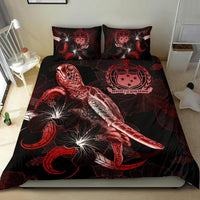 Samoa Polynesian Bedding Set - Turtle With Blooming Hibiscus Red - Polynesian Pride