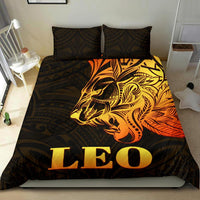 Sun In Leo Zodiac Bedding Set Polynesian Tattoo Simple - Orange Black Orange - Polynesian Pride