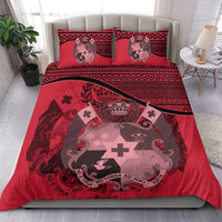 Tonga Duvet Cover Set - Tonga Coat Of Arms Pink - Polynesian Pride
