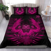 Hawaiian Owl Hibiscus Plumeria Polynesian Bedding Set - Pink - Polynesian Pride