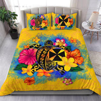 Wallis and Futuna Polynesian Bedding Set - Turtle with Plumeria and Hibiscus - Polynesian Pride
