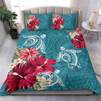 Hawaii Turtle Hibiscus Plumeria Blue Polynesian - Bedding Set AH - Polynesian Pride