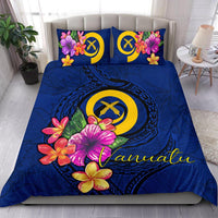Polynesian Bedding Set - Vanuatu Duvet Cover Set Floral With Seal Blue Blue - Polynesian Pride