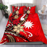 Nauru Bedding Set - Tribal Flower With Special Turtles Red Color - Polynesian Pride