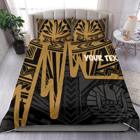 Tahiti Personalised Bedding Set - Tahiti Seal In Heartbeat Patterns Style (Gold) - Polynesian Pride