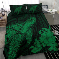 Hawaiian Hibiscus Memory Turtle Polynesian Bedding Set Green - Polynesian Pride