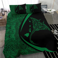 Hawaiian Map Manta Ray Polynesian Bedding Set - Green - Circle Style - Polynesian Pride