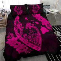 Hawaiian Fish Hook Hibiscus Banzai Surfing Polynesian Bedding Set Pink - Polynesian Pride
