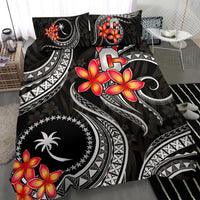Micronesian Bedding Set - Chuuk Duvet Cover Set - Black Plumeria - Polynesian Pride