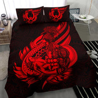 Polynesian Bedding Set - Pohnpei Duvet Cover Set Father And Son Red Red - Polynesian Pride