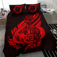 Polynesian Bedding Set - Chuuk Duvet Cover Set Father And Son Red Red - Polynesian Pride