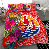 Tahiti Bedding Set - Hibiscus Polynesian Pattern Red Version - Polynesian Pride