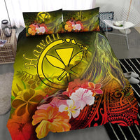 Polynesian Hawaii Bedding Set - Kanaka Maoli Humpback Whale with Tropical Flowers (Yellow) - Polynesian Pride
